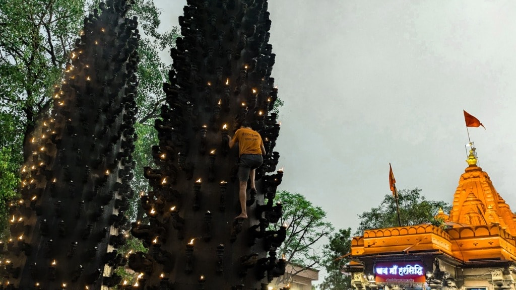 Harsiddhi Mata Temple lamp pillars